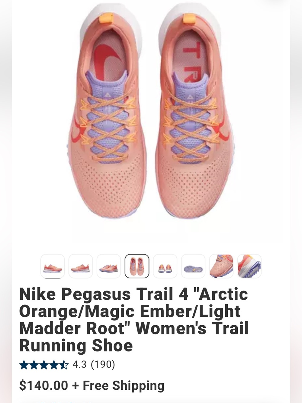 Nike Pegasus Trail 4 "Arctic Orange/Magic Ember/Light Madder Root" Women's Shoe